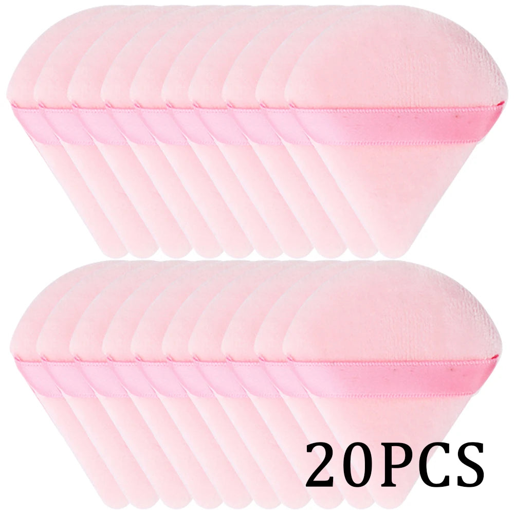 20/30Pcs Triangle Velvet Powder Puff – Wet & Dry Use Makeup Sponge for Foundation, Cosmetics, and Beauty Blending