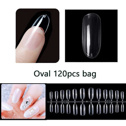 120PCS Matte Press-On Nail Tips – Soft Full-Cover Oval Almond False Nails for DIY Manicure