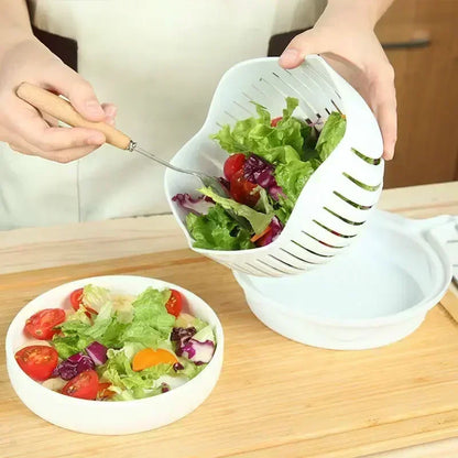 Vegetable Salad Chopper Bowl – Multifunctional Fruit & Vegetable Cutter, Slicer, and Strainer for Kitchen