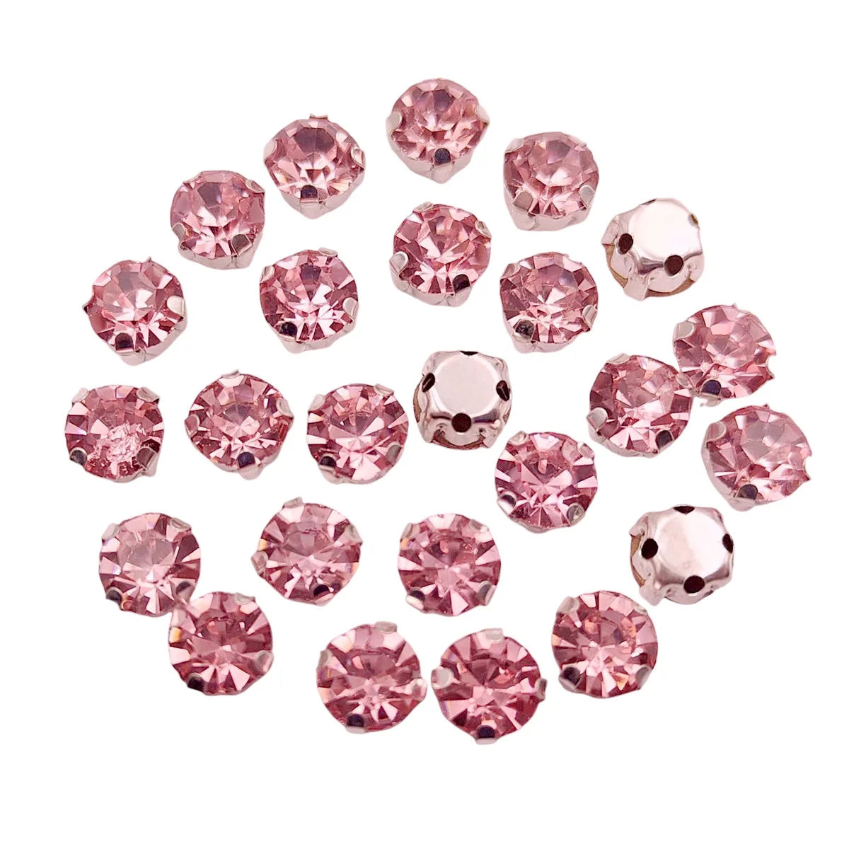 Round Glass Rhinestones with Claw – Silver Base Sew-On Crystals for Clothing, Shoes, and Crafts