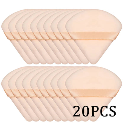 20/30Pcs Triangle Velvet Powder Puff – Wet & Dry Use Makeup Sponge for Foundation, Cosmetics, and Beauty Blending